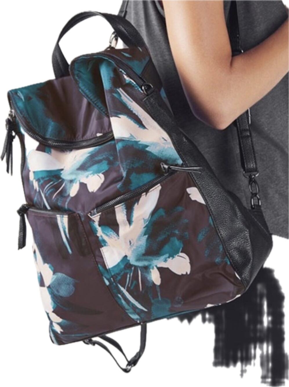 Fabletics Backpack Gray Floral